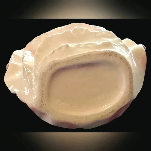 Vintage Lefton Lady in Flowing Pink Dress with Basket of Flowers Planter or Vase - Picture 11 of 11